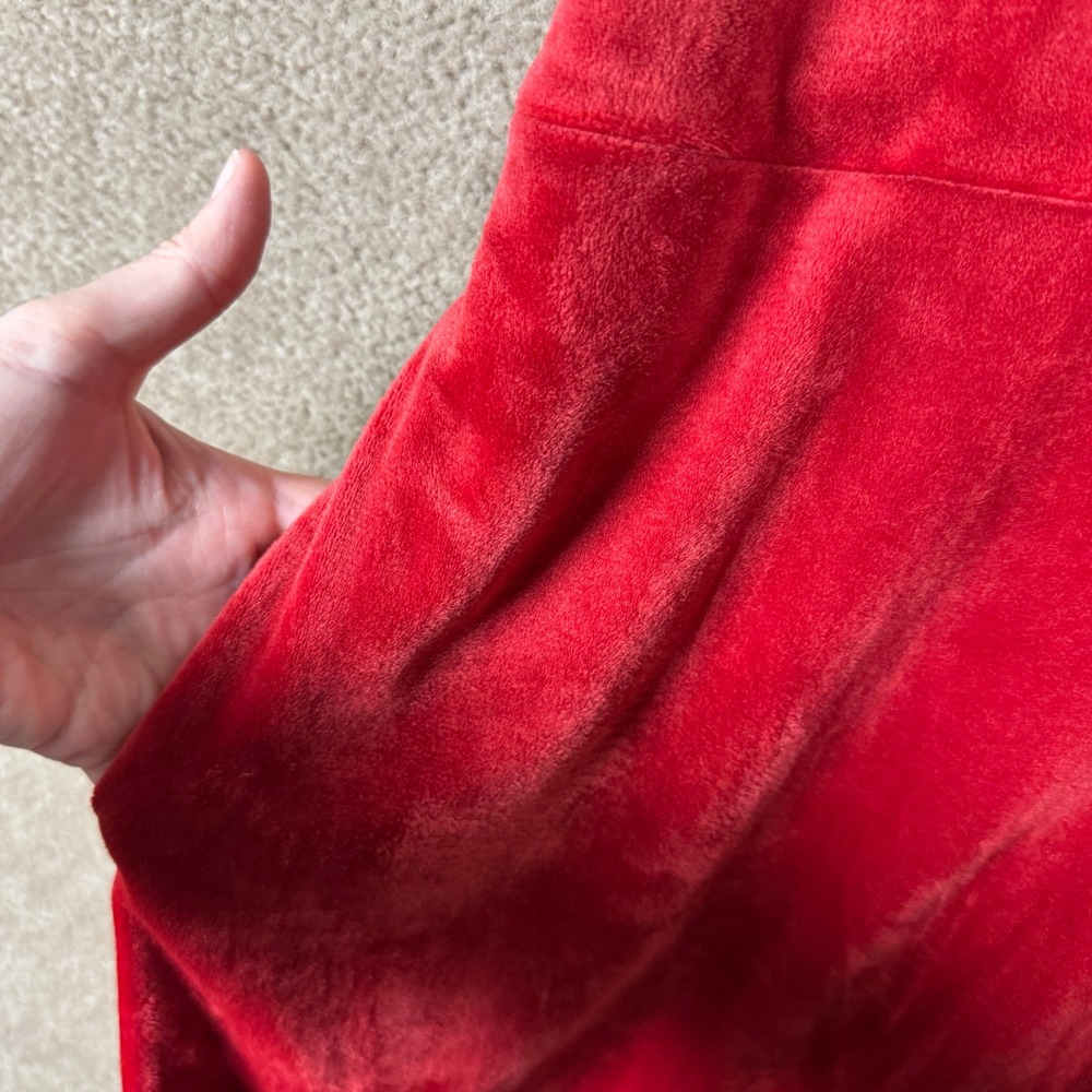 Marine Layer Velvet Wrap Dress Women XS Red Holiday Flutter Sleeve Midi Stretch - Picture 11 of 14